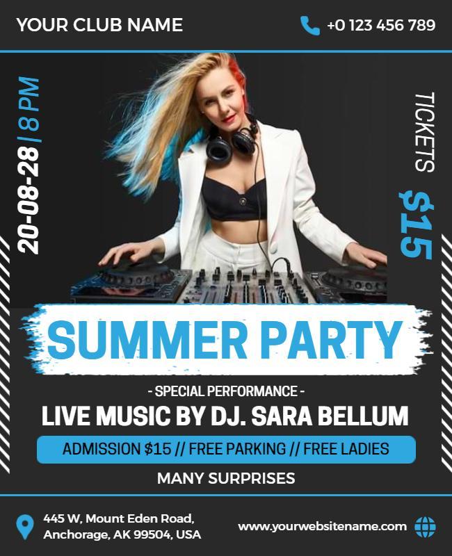 Summer Dj Night Party Event Flyer Template