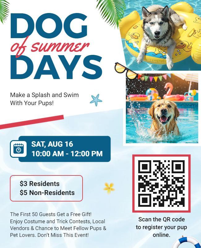 Summer Dog Swim Gathering Flyer Template