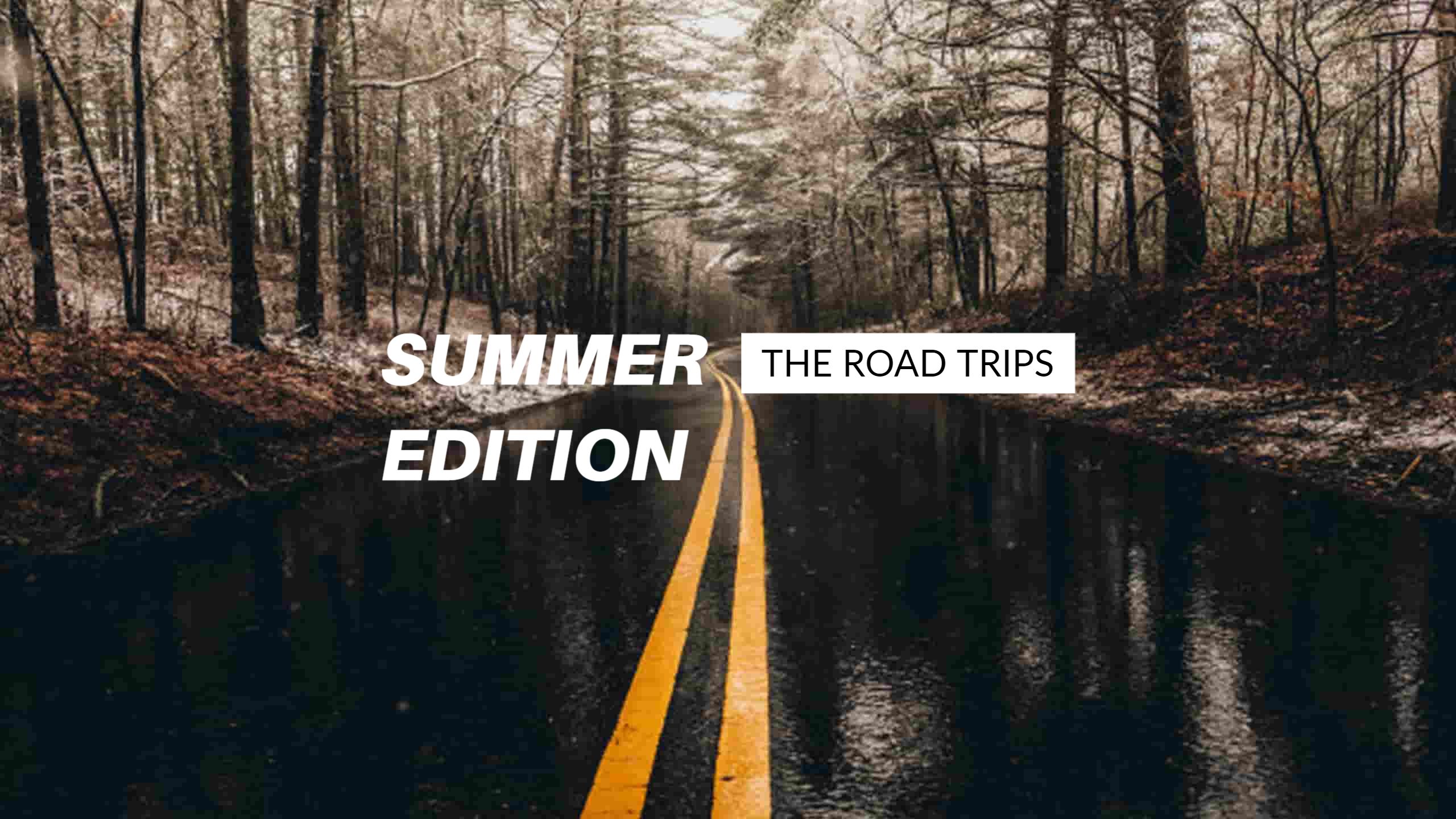 Summer Edition Road Trip along Rainy Forest Path YouTube Banner Template