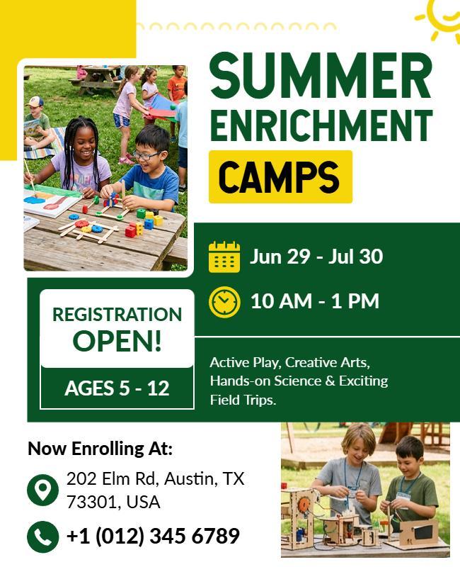 Summer Enrichment Camps Flyer Template