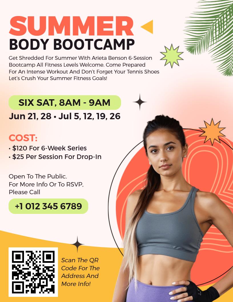 Summer Exercise Body Bootcamp Event Flyer Template