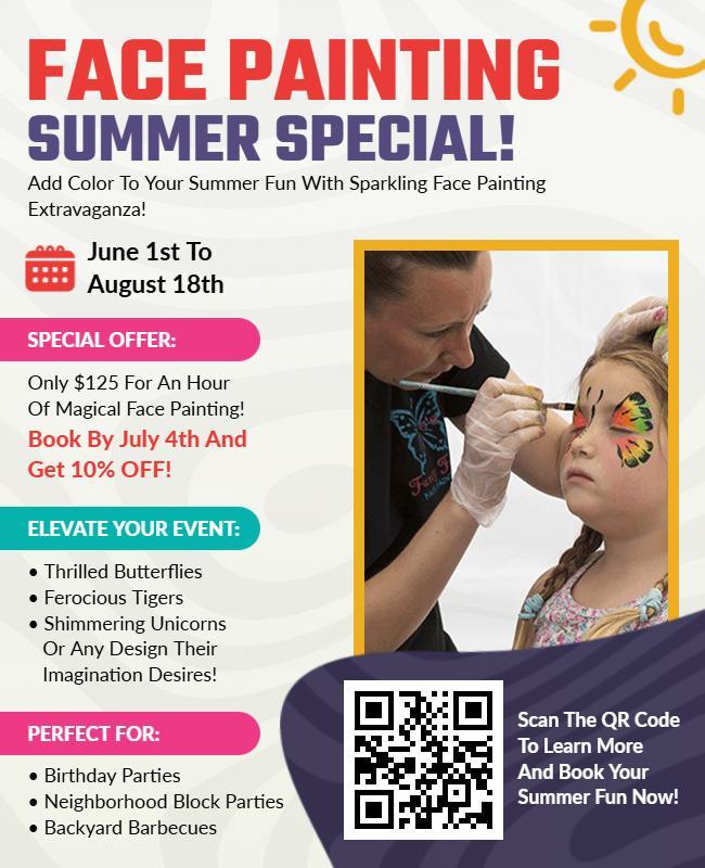 Summer Face Painting Special Event Flyer Template