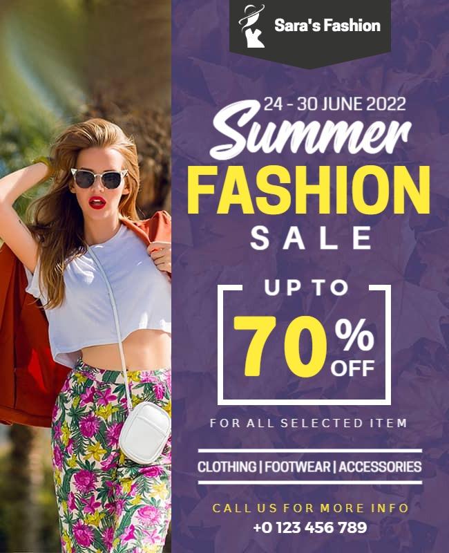 Vibrant Summer Fashion Sale with Bold Colors Flyer Template