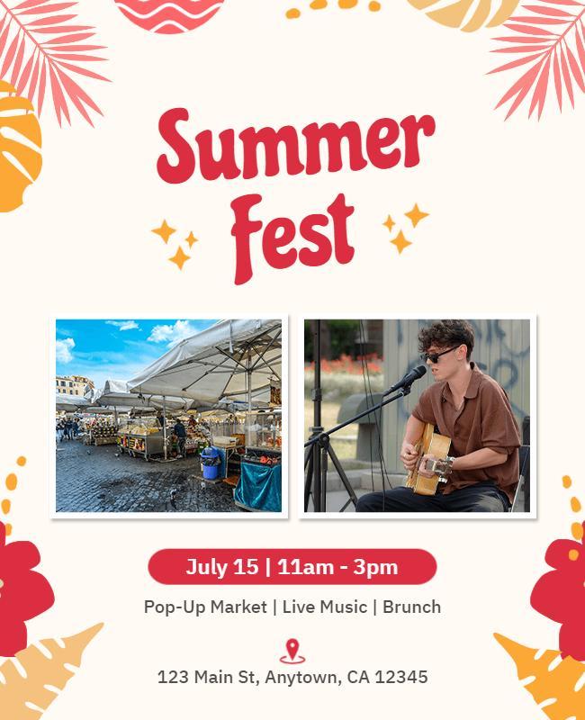 Summer Fest Pop Up Market Flyer Template