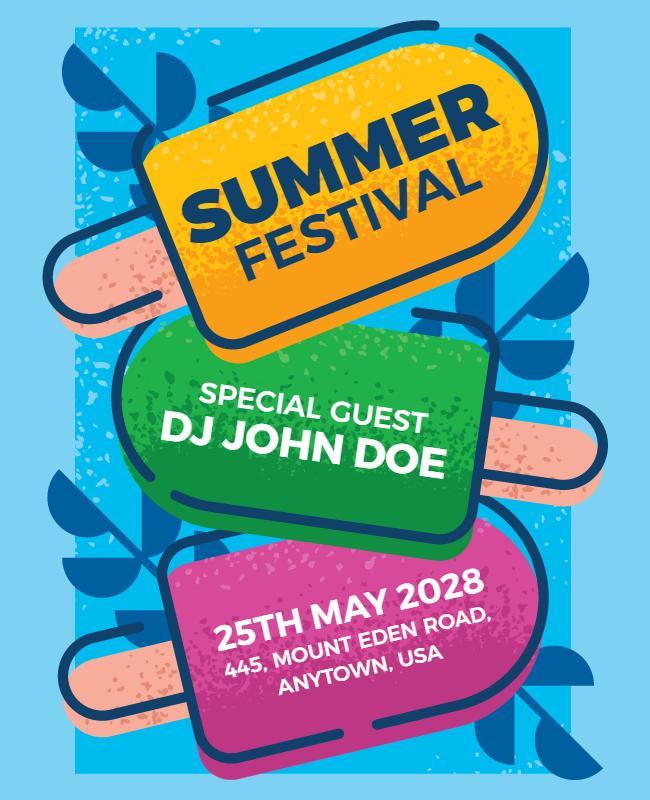 Summer Festival Event Announcement Flyer Template