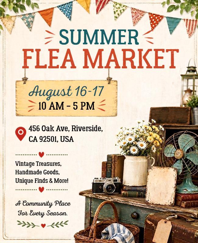 Summer Flea Market Event Poster Template