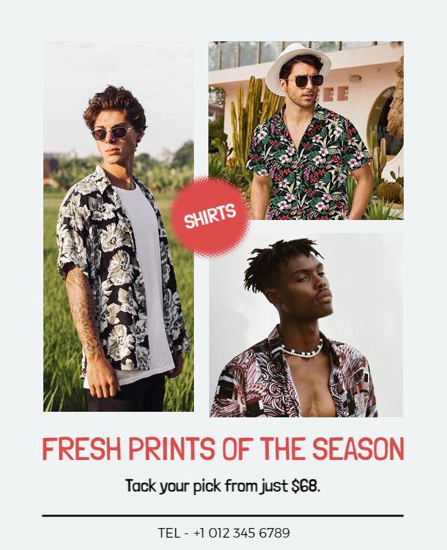 Summer Floral Print Shirts Sale Flyer Template