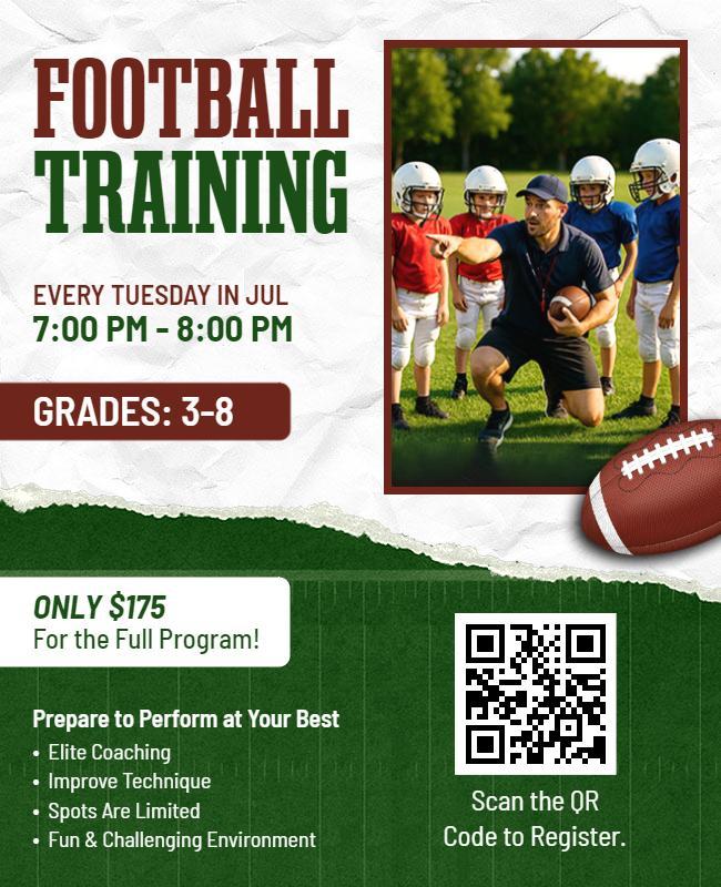 Summer Football Training Invitation Flyer Template