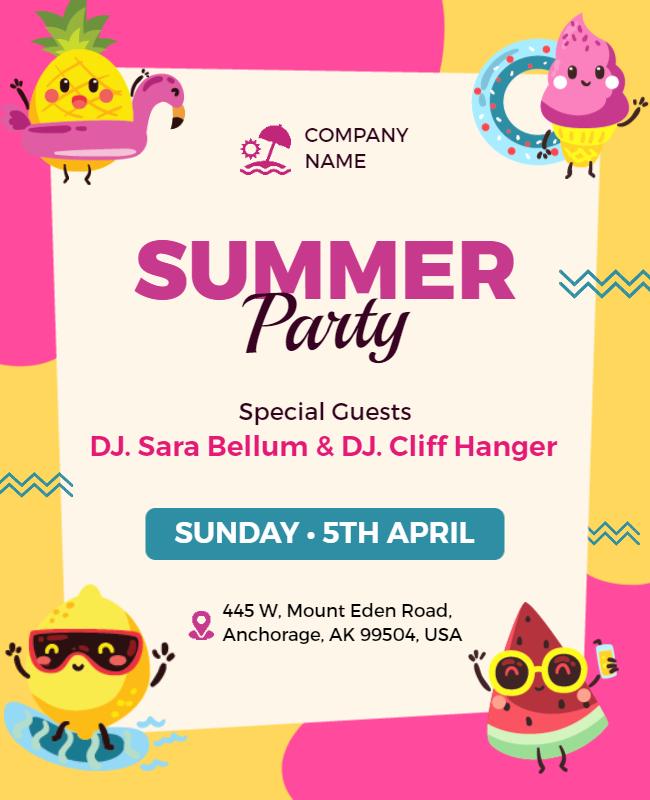 Summer Fruit Themed Party Flyer Template