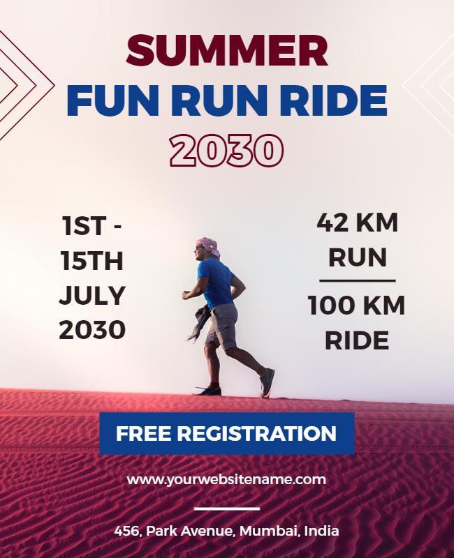 Summer Fun Run and Ride Event Flyer Template