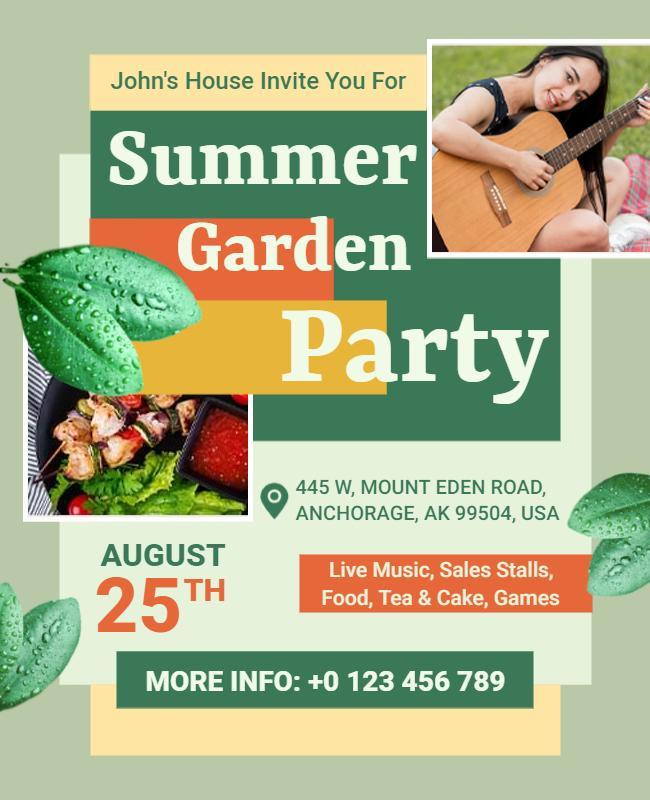 Summer Garden Party Invitation Flyer Template