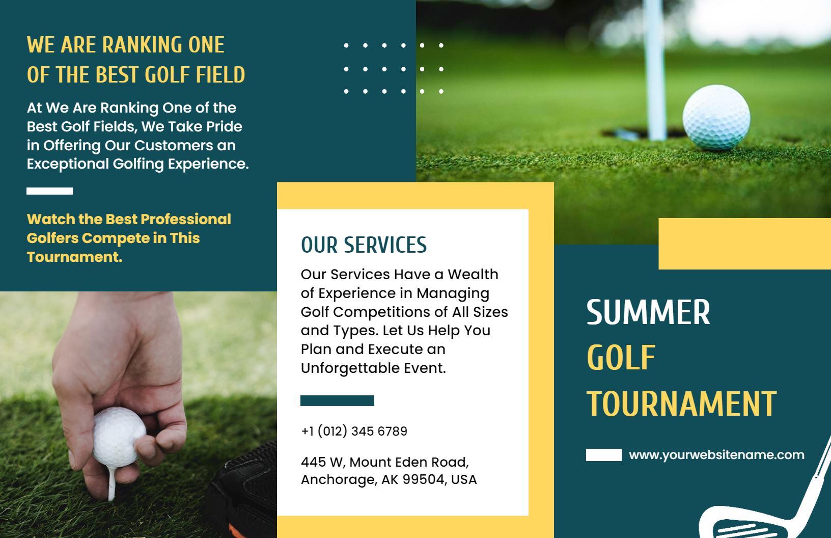Summer Golf Tournament and Professional Event Brochure Template
