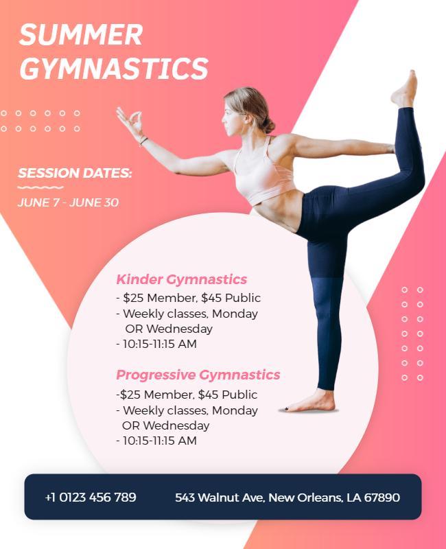 Summer Gymnastics Classes Schedule Flyer Template