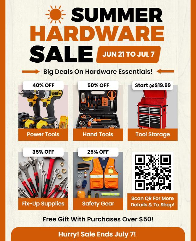 Summer Hardware Sale Promotional Flyer Template