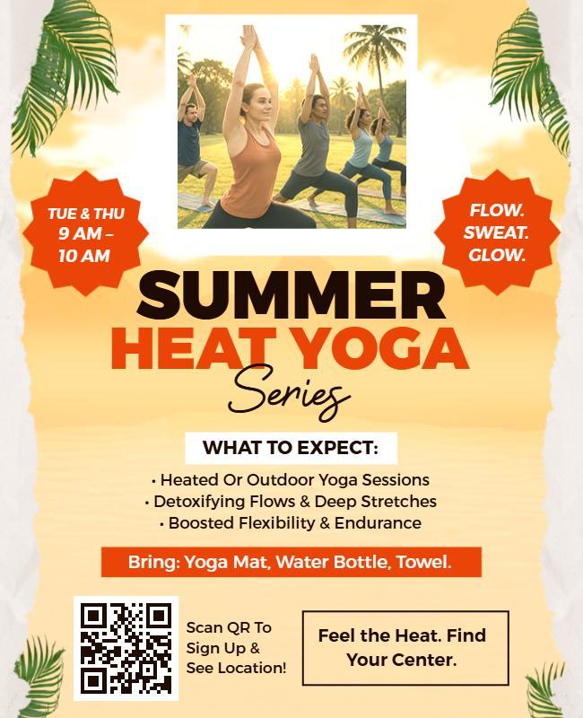 Summer Heat Yoga Series Promotion Flyer Template