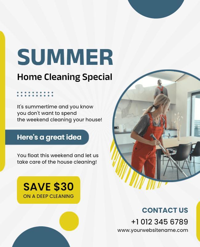 Summer Home Cleaning Promotion Flyer Template