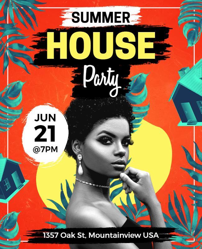 Summer House Party Invitation Flyer Template