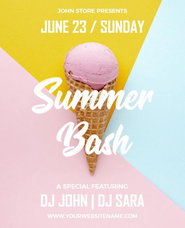 Summer Ice Cream Party Bash Flyer Template