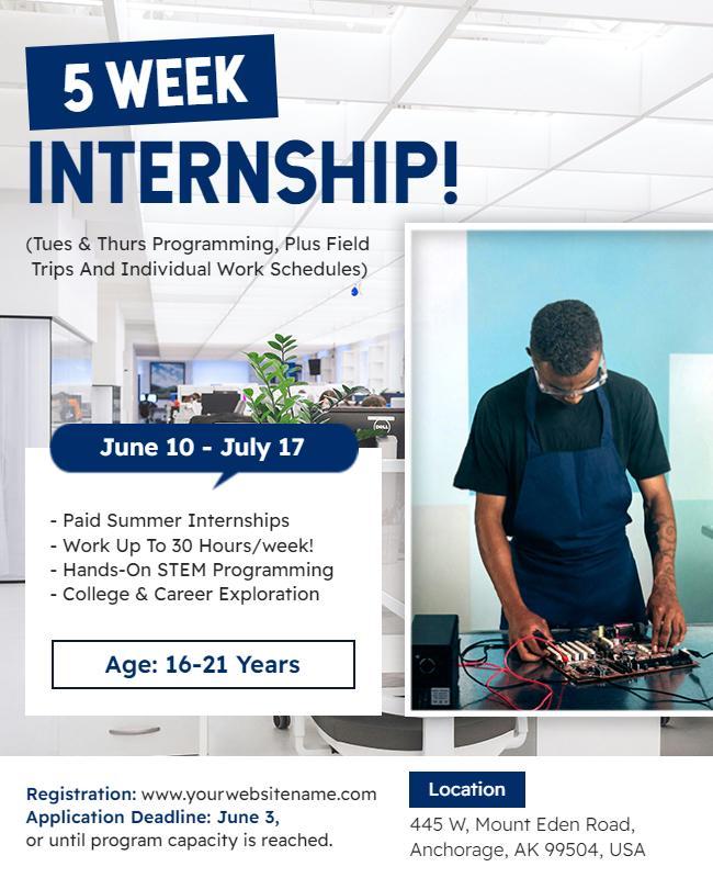 Youth-Focused Blue STEM Internship Program Flyer Template