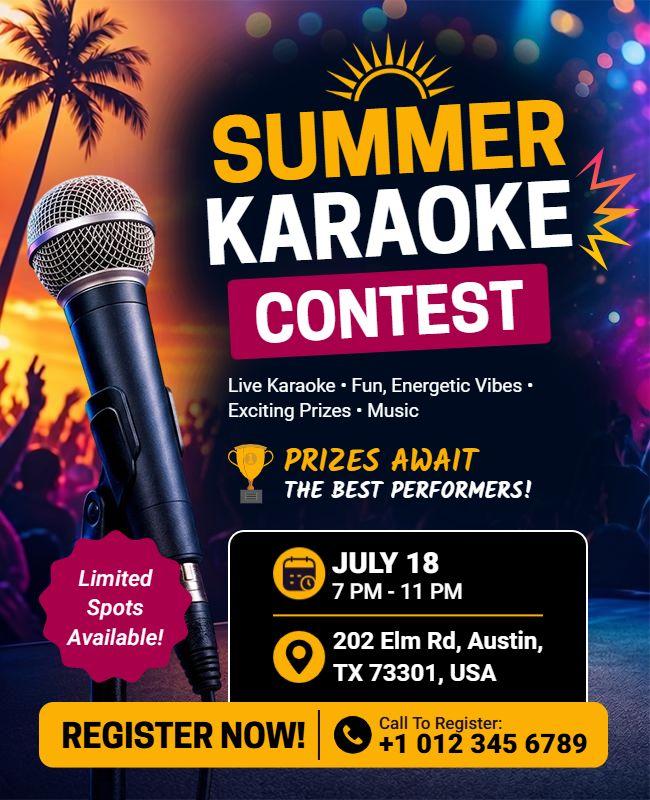 Summer Karaoke Contest Event Flyer Template