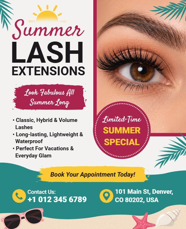 Summer Lash Extensions Promotion Flyer Template