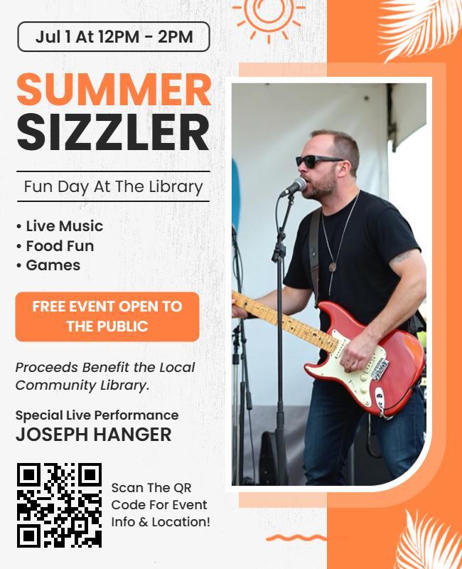 Summer Library Event with Live Music Flyer Template