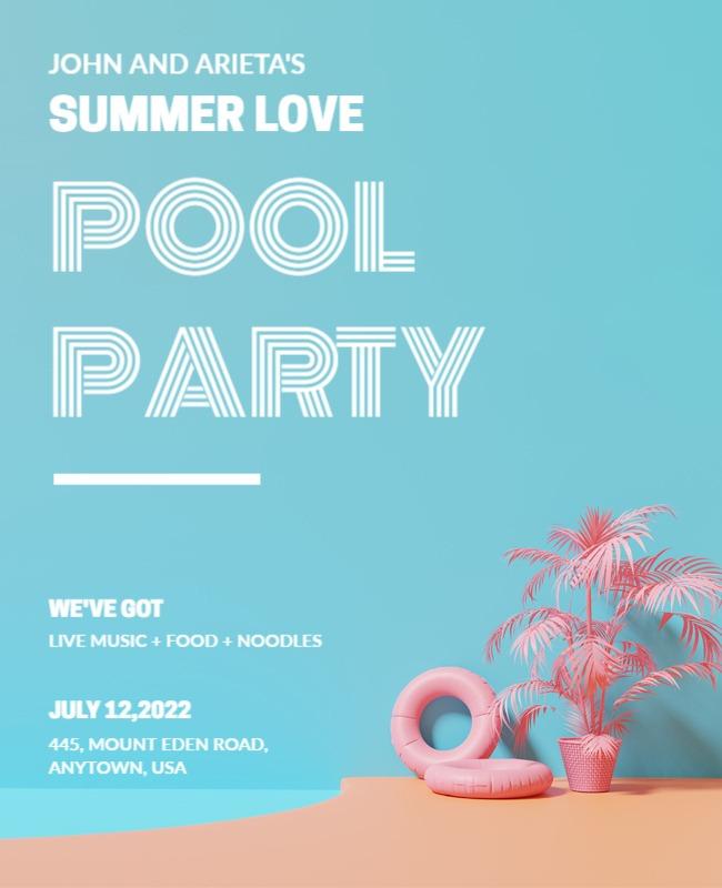 Summer Love Pool Party Event Flyer Template