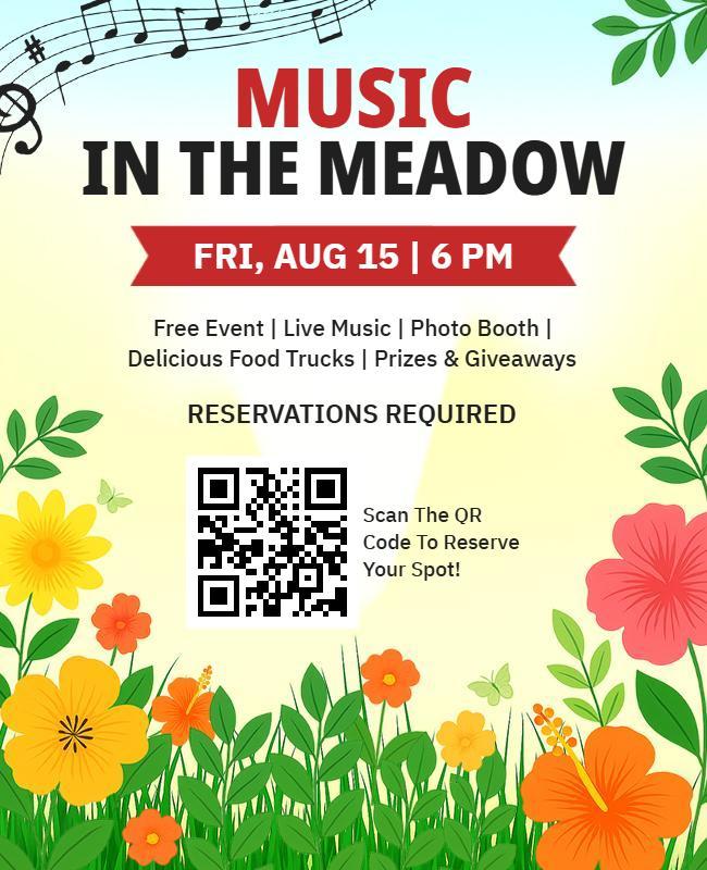 Summer Meadow Music and Prizes Event Flyer Template