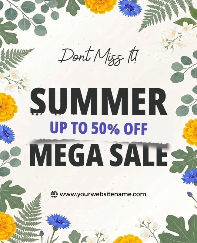 Summer Mega Sale Discount Flyer Template