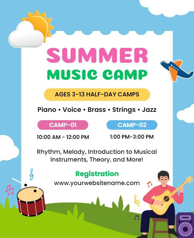 Summer Music Camp for Kids Flyer Template