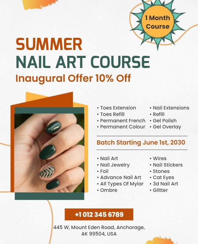 Summer Nail Art Course Promotion Flyer Template