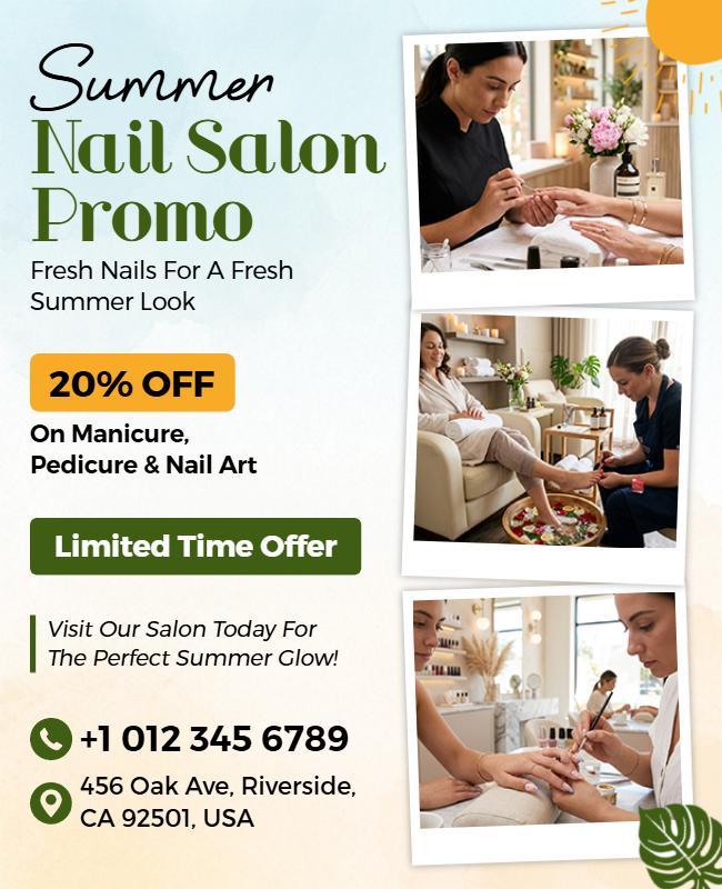 Summer Nail Salon Promotion Flyer Template
