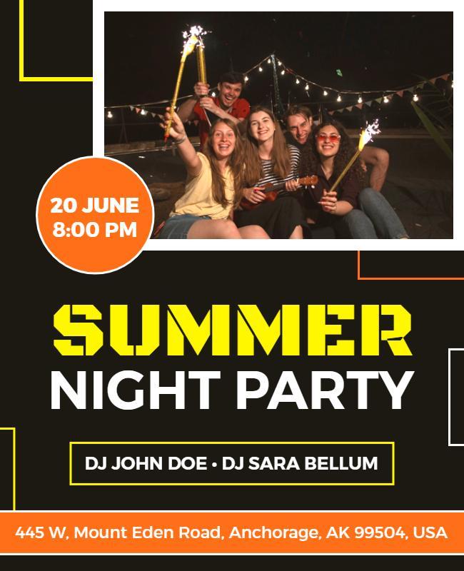 Summer Night Outdoor Party Celebration Flyer Template