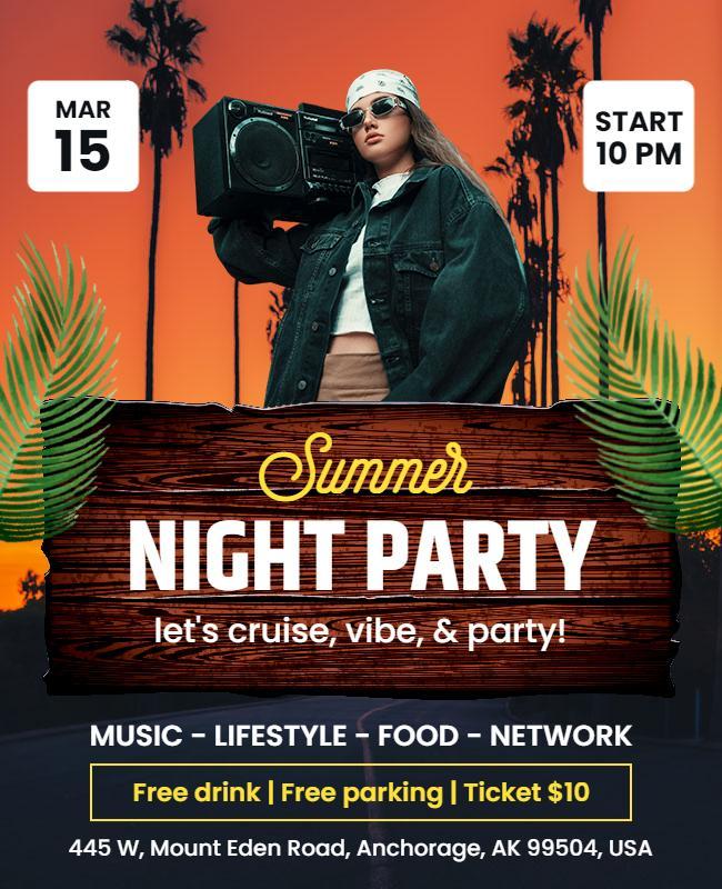 Summer Night Party Event Flyer Template