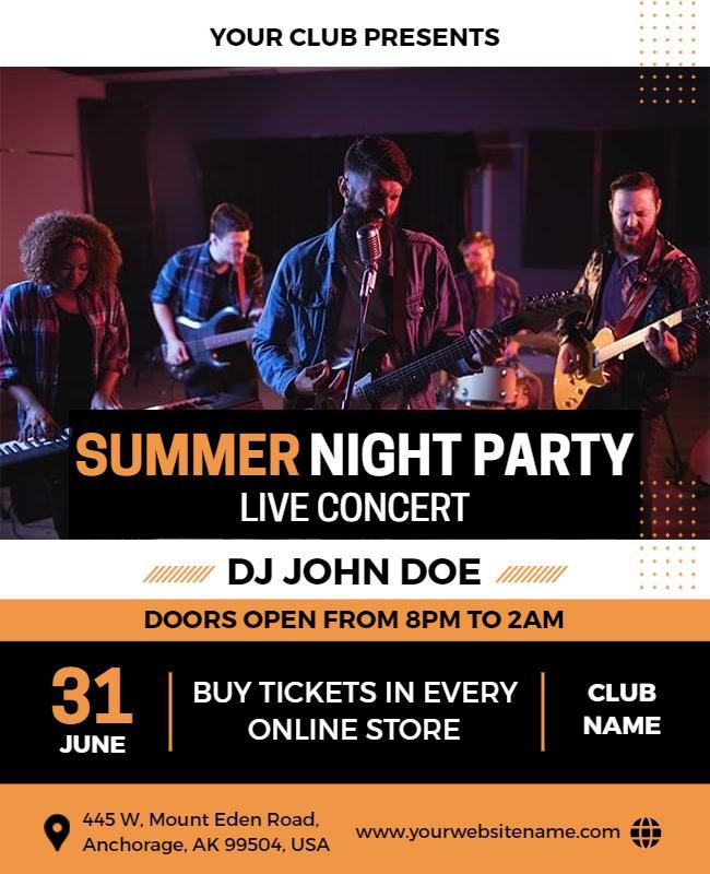 Summer Night Party Live Concert Flyer Template