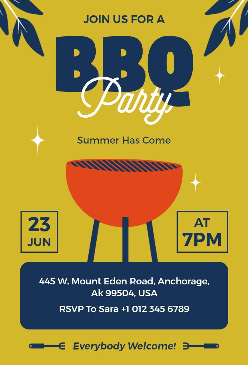 Summer Outdoor BBQ Gathering Celebration Invitation Template