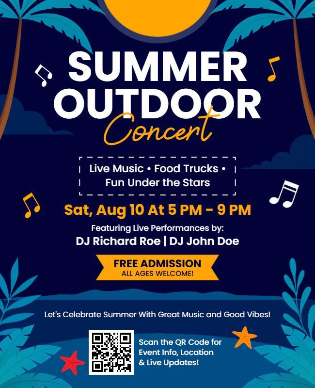 Summer Outdoor Live Music Concert Flyer Template