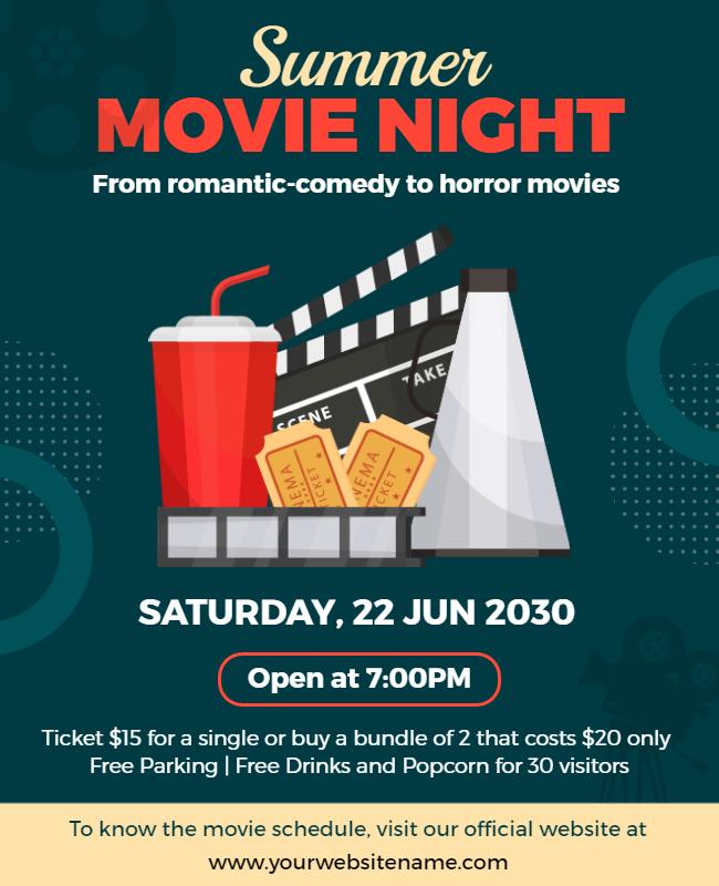 Summer Outdoor Movie Night Flyer Template