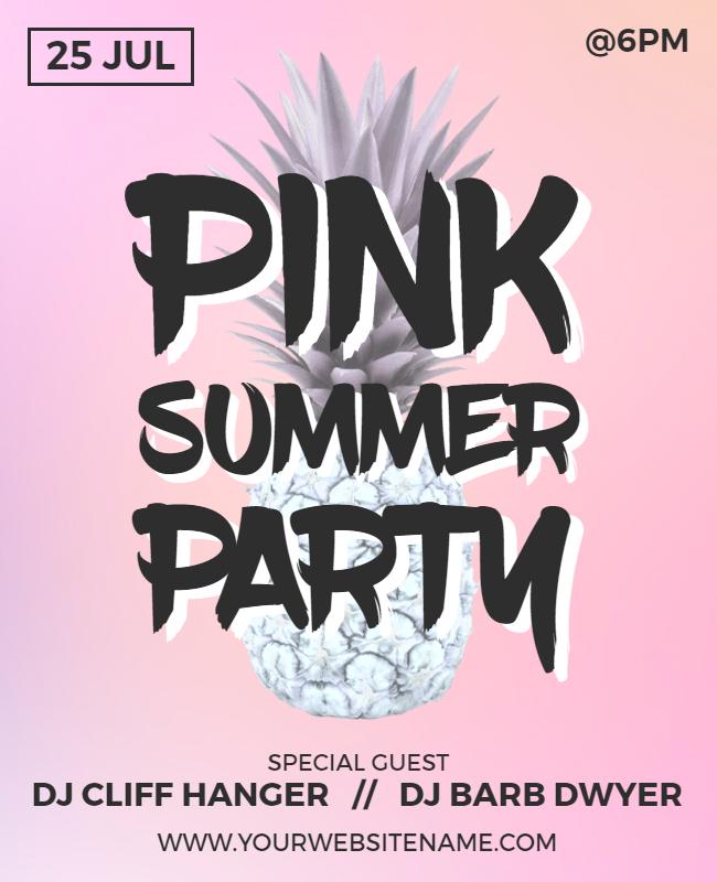 Summer Party Pink Flyer Template