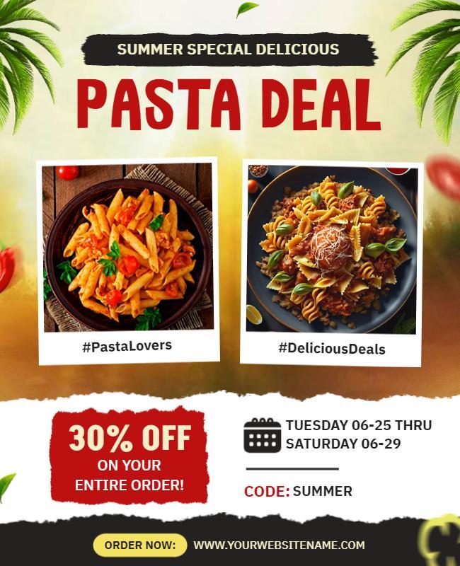 Summer Pasta Deal Promotion Flyer Template