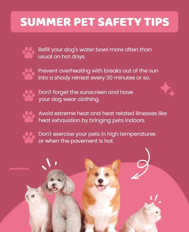 Summer Pet Safety Tips Educational Flyer Template