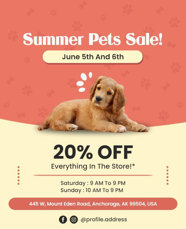 Summer Pet Store Sale Flyer Template