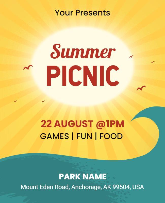 Summer Picnic Event Invitation Flyer Template