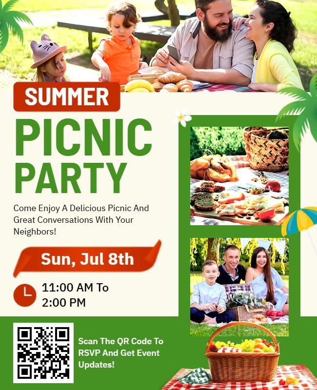 Summer Picnic Party Invitation Flyer Template