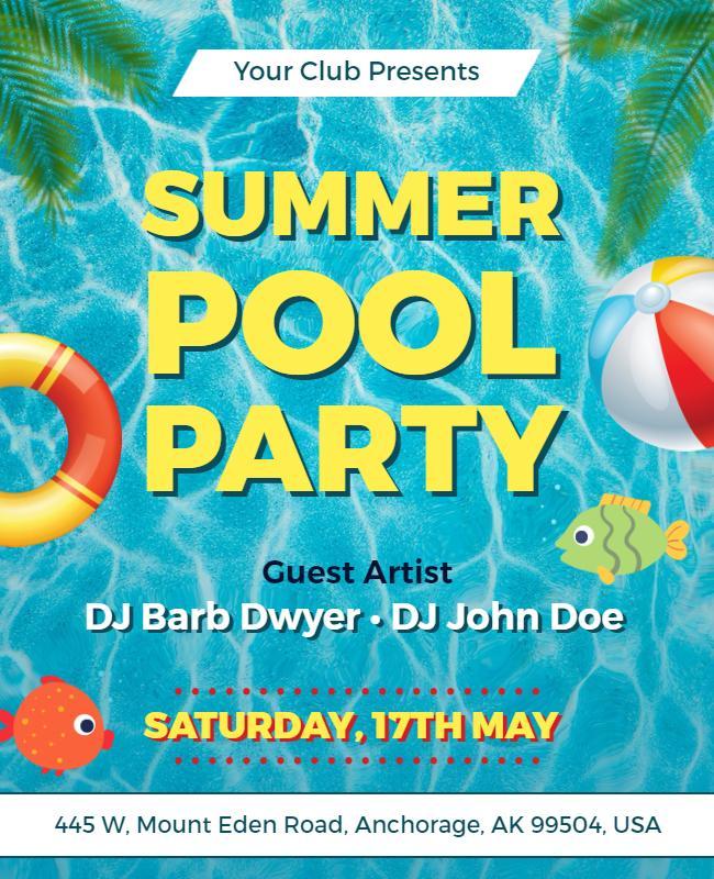 Summer Pool Party Celebration Flyer Template