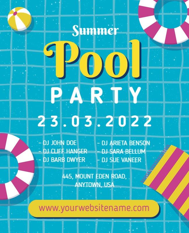 Vibrant Summer Pool Party with Colorful Accessories Flyer Template