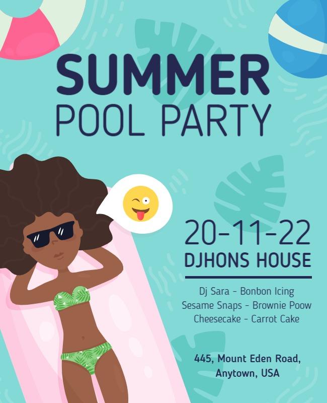 Bright Tropical Summer Pool Party Flyer Template