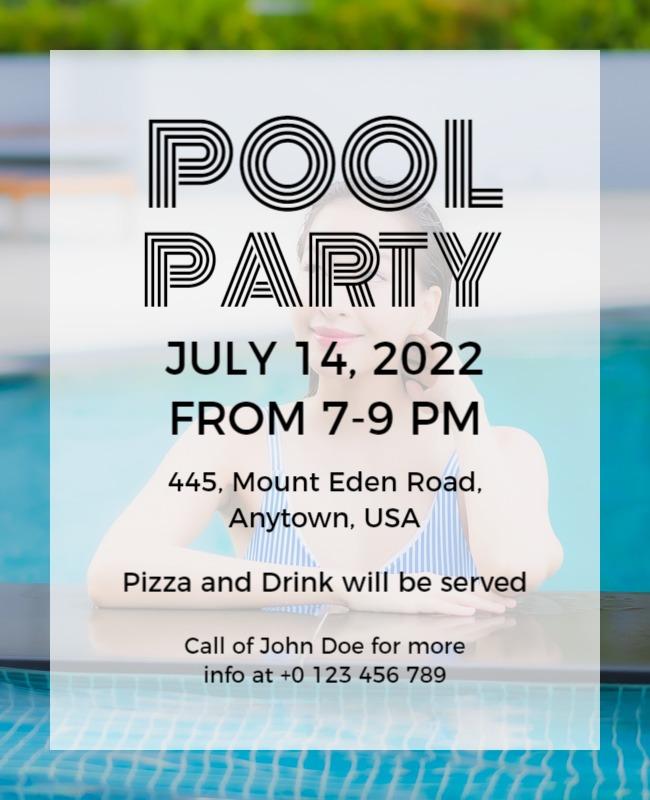 Summer Poolside Gathering Invitation Flyer Template