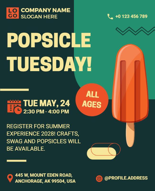 Summer Popsicle Tuesday Event Flyer Template