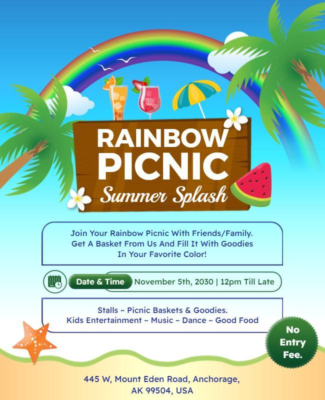 Summer Rainbow Picnic Event Flyer Template